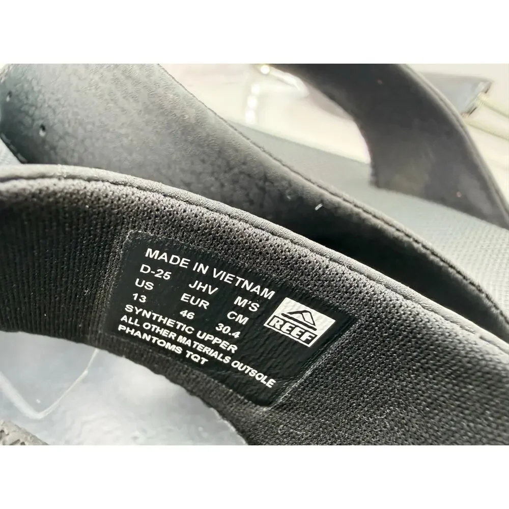 Reef Phantoms TQT Mens Sz 13‎ Flip Flop Black Grey Slip On Sandals Bottle Opener